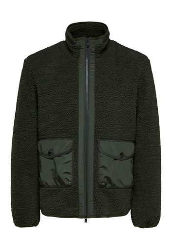 SELECTED HOMME Giacca di pile 'Snowden'  verde scuro