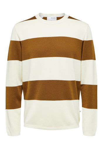 SELECTED HOMME Pullover 'Martin'  bianco / caramello