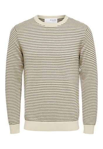 SELECTED HOMME Pullover 'Robin'  beige / nero