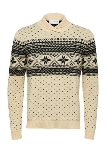 SELECTED HOMME Pullover 'CLAUS'  nero / bianco lana
