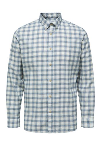 SELECTED HOMME Camicia  blu / marrone chiaro / bianco