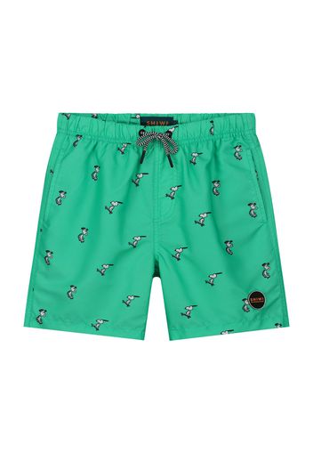 Shiwi Pantaloncini da bagno 'Snoopy Happy Skater'  verde / nero / bianco