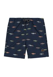 Shiwi Pantaloncini da bagno 'Go Fish'  blu scuro / verde chiaro / bianco / arancione / blu chiaro