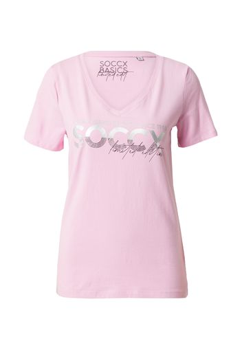 Soccx Maglietta 'MARY'  rosa pastello / argento / bianco