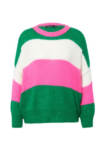 Sublevel Pullover  verde erba / fucsia / bianco