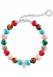 Thomas Sabo Braccialetto 'Bunt, X0223-952-7-L18'  turchese / verde / rosa chiaro / rosso / argento