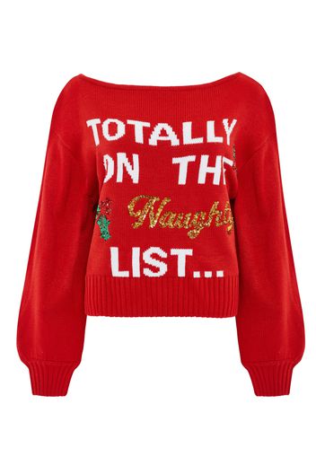 Threadbare Pullover 'Naughty List'  oro / verde / rosso / bianco