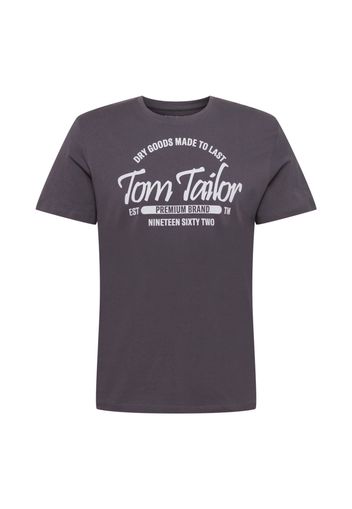 TOM TAILOR Maglietta  grigio scuro / bianco