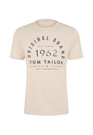 TOM TAILOR Maglietta  crema / marrone chiaro / nero