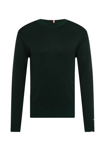 Tommy Hilfiger Tailored Pullover 'HOUNDSTOOTH'  verde scuro / rosso / bianco