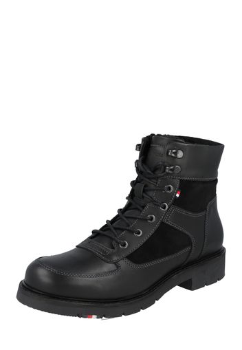 TOMMY HILFIGER Boots stringati  nero / blu scuro / bianco / rosso acceso