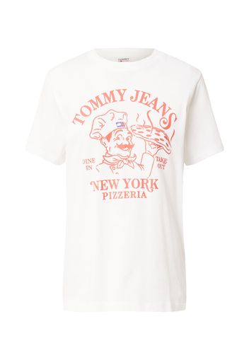 Tommy Jeans Maglietta 'BEST PIZZA'  bianco / blu / rosso chiaro