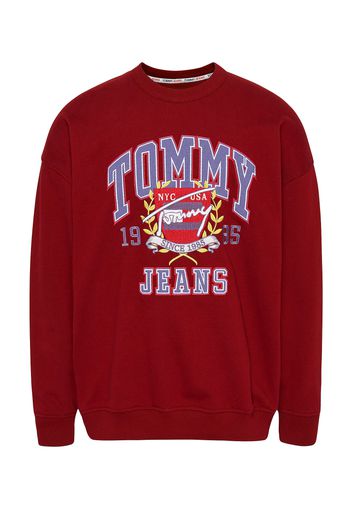 Tommy Jeans Felpa 'College Crew'  rosso scuro / lilla / bianco / rosso / rosa