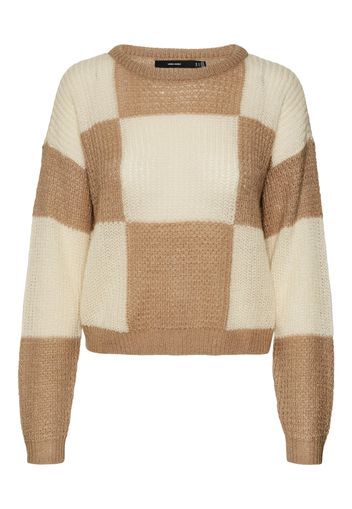 VERO MODA Pullover 'Taka'  crema / marrone