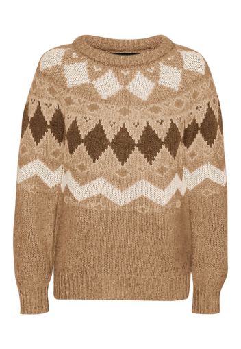 VERO MODA Pullover 'Filippa'  marrone chiaro / marrone scuro / bianco