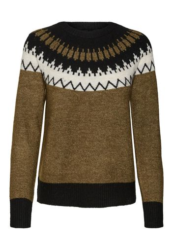 VERO MODA Pullover  marrone / oliva / bianco