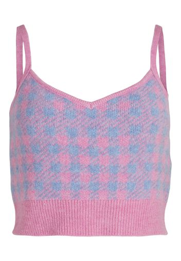 VILA Top in maglia 'Chekina'  blu chiaro / rosa