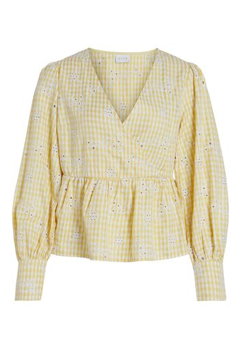 VILA Camicia da donna  giallo chiaro / bianco