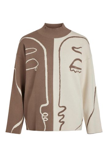 VILA Pullover 'LAMEE'  beige chiaro / marrone