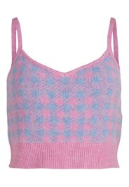 VILA Top in maglia 'Chekina'  blu chiaro / rosa