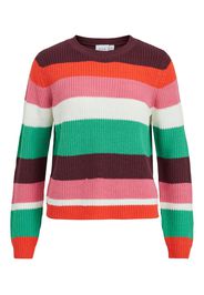 VILA Pullover 'Lou'  rosso vino / arancione scuro / verde / offwhite