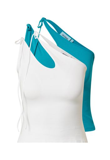 WEEKDAY Top 'Michelle'  blu ciano / bianco