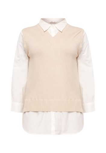 Z-One Pullover 'Elke'  beige / bianco naturale