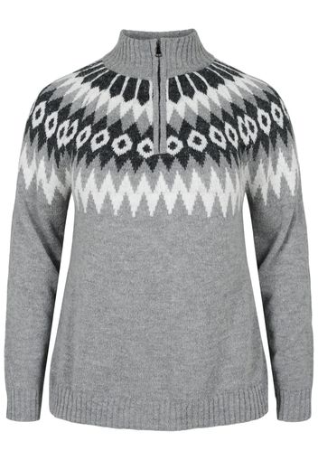 Zizzi Pullover 'SIMONE'  grigio / grigio chiaro / nero denim / bianco