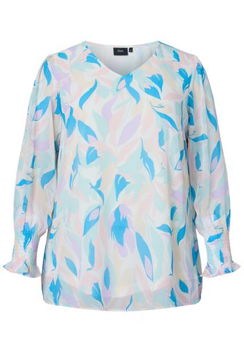 Zizzi Camicia da donna  azzurro / blu chiaro / orchidea / bianco