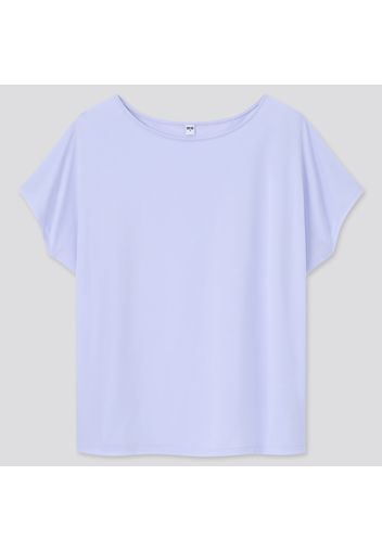 Uniqlo Poliestere T-Shirt Drappeggiata Girocollo - Lilla - Xxs