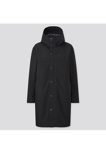 Uniqlo Poliestere Giacca A Vento Blockteck Con Cappuccio Taglio Lungo - Nero - Xs