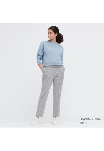 Uniqlo Poliestere Pantaloni Alla Caviglia Eleganti Smart Comfort A Quadri - Grigio - Xs