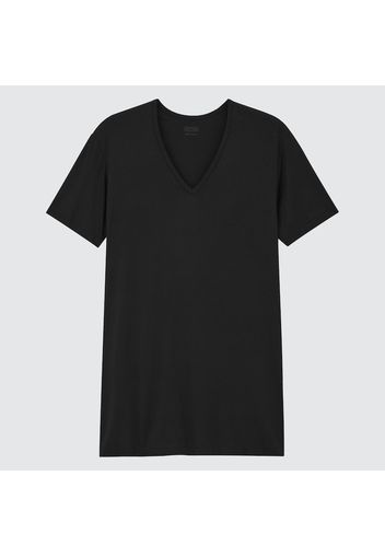 Uniqlo Poliestere T-Shirt Termica Heattech Collo A V Maniche Corte - Bianco - Xs