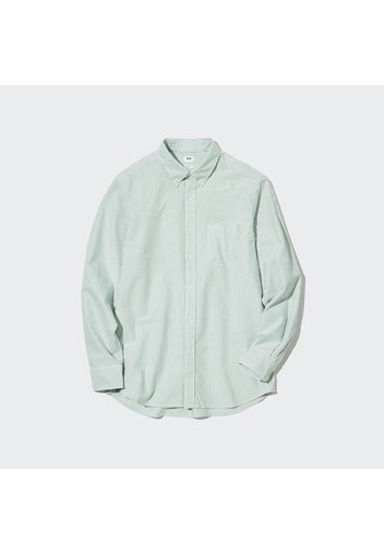 Uniqlo Cotone Camicia Oxford A Righe Slim - Verde - Xs