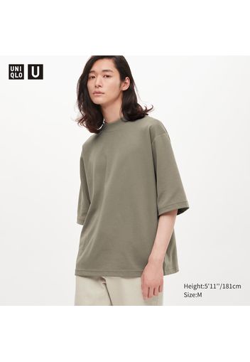 Uniqlo T-Shirt U Airism Cotone Oversized Collo A Lupetto - Verde - Xxs