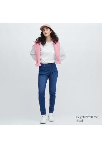 Uniqlo Cotone Pantaloni Leggings Denim Ultra Elasticizzati - Blu