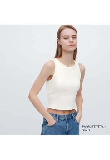 Uniqlo Canotta Con Reggiseno Misto Cotone Taglio Corto - Bianco