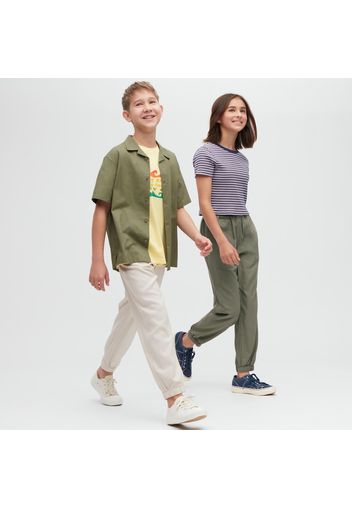 Uniqlo Viscosa Joggers Misto Lino Bambino - Beige Chiaro