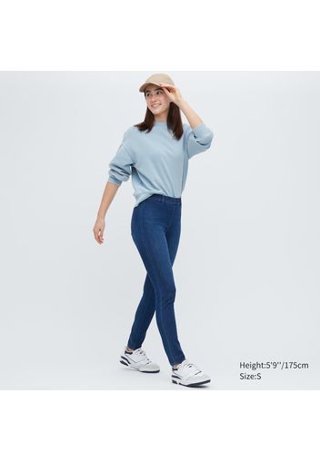 Uniqlo Cotone Pantaloni Leggings Denim Ultra Elasticizzati (Lunghi) - Blu