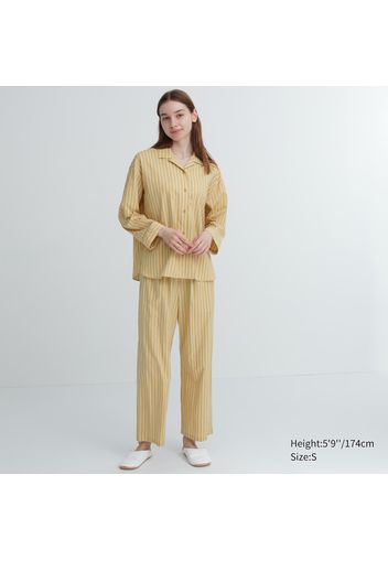 Uniqlo Viscosa Pigiama Elasticizzato Soft Maniche Lunghe - Giallo