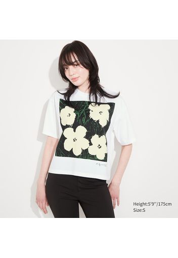 Uniqlo Cotone T-Shirt Stampa Ut Andy Warhol Flowers Collection - Bianco