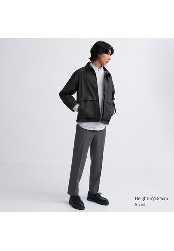 Uniqlo Poliestere Pantaloni Alla Caviglia Eleganti Smart Simil Lana - Grigio