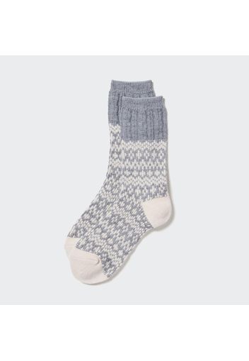 Uniqlo Calzini Termici Heattech Stampa Fair Isle - Grigio