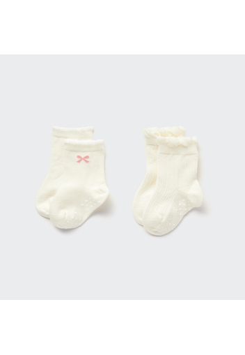 Uniqlo Calzini Neonato Cotone (2 Paia) - Bianco