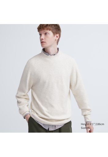 Uniqlo Maglione Morbido Filato Soffice Punto 3D Senza Cuciture Collo A Lupetto - Bianco