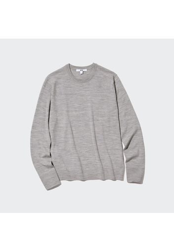 Uniqlo Maglione 100% Lana Merino Extra Fina Girocollo - Grigio