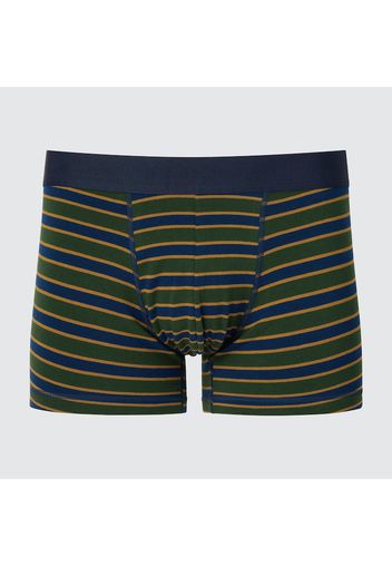 Uniqlo Boxer Cotone A Righe Vita Bassa - Verde Scuro