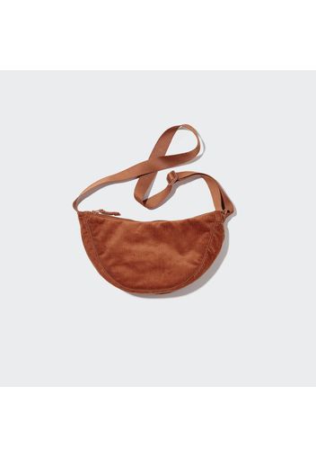 Uniqlo Cotone Mini Borsa A Tracolla Rotonda Velluto Coste - Arancione Scuro