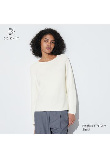 Uniqlo Maglione Punto 3D Senza Cuciture Cotone - Bianco