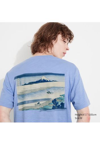 Uniqlo Cotone T-Shirt Stampa Ut Hokusai Art Of Water - Blu